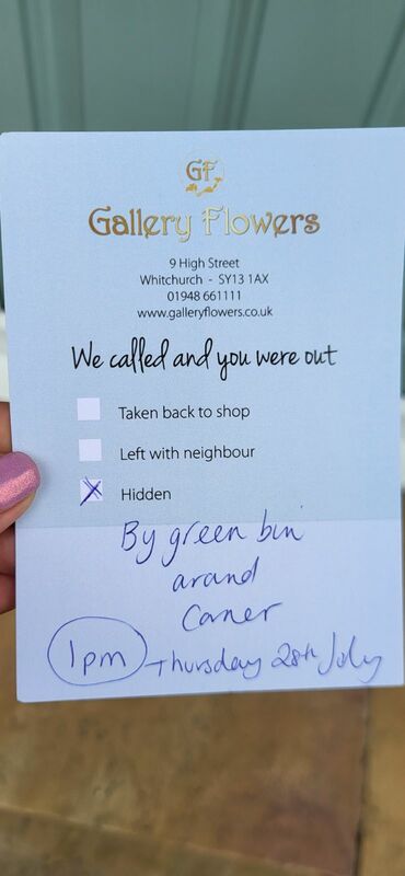Flowers delivered to customer
