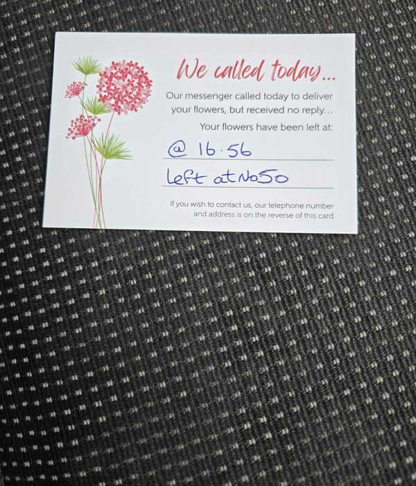 Flowers delivered to customer