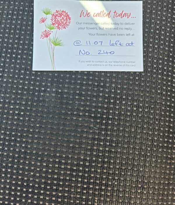 Flowers delivered to customer